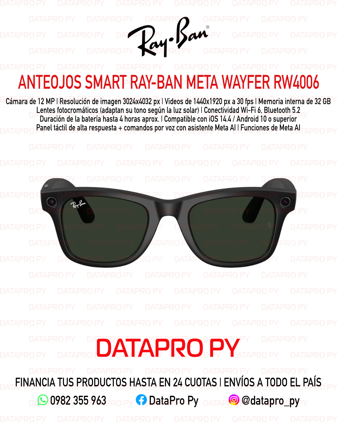 Anteojos Smart Ray-Ban Meta Wayfer RW4006
